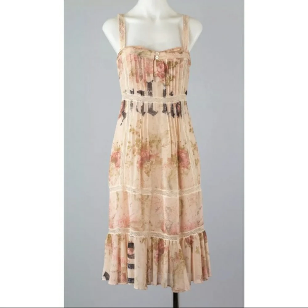John Galliano Floral Print Peasant Dress - Picture 2 of 13